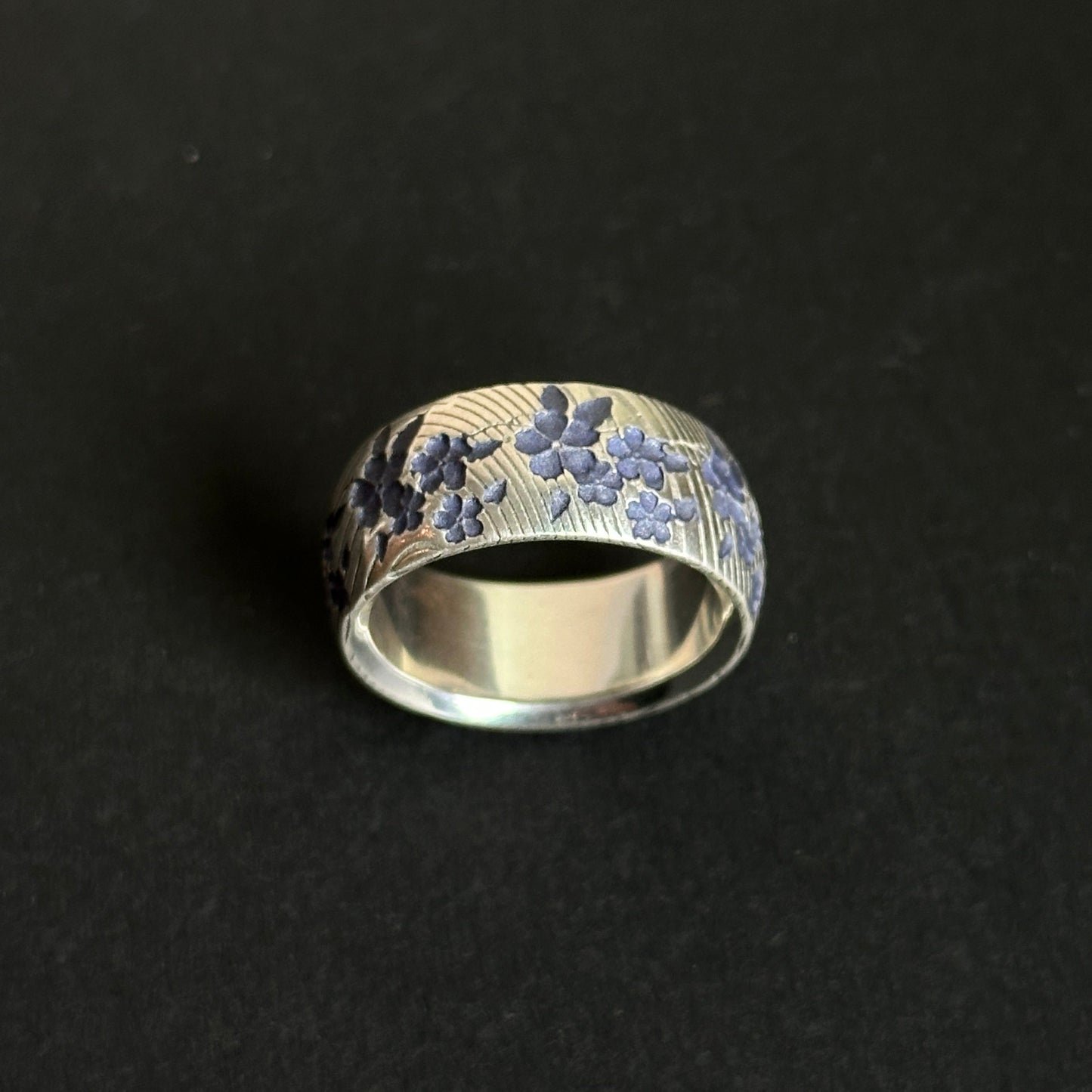 Cherry Blossom Band with Blue-Violet Ceramic inlay