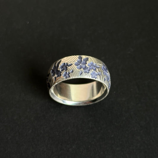 Cherry Blossom Band with Blue-Violet Ceramic inlay