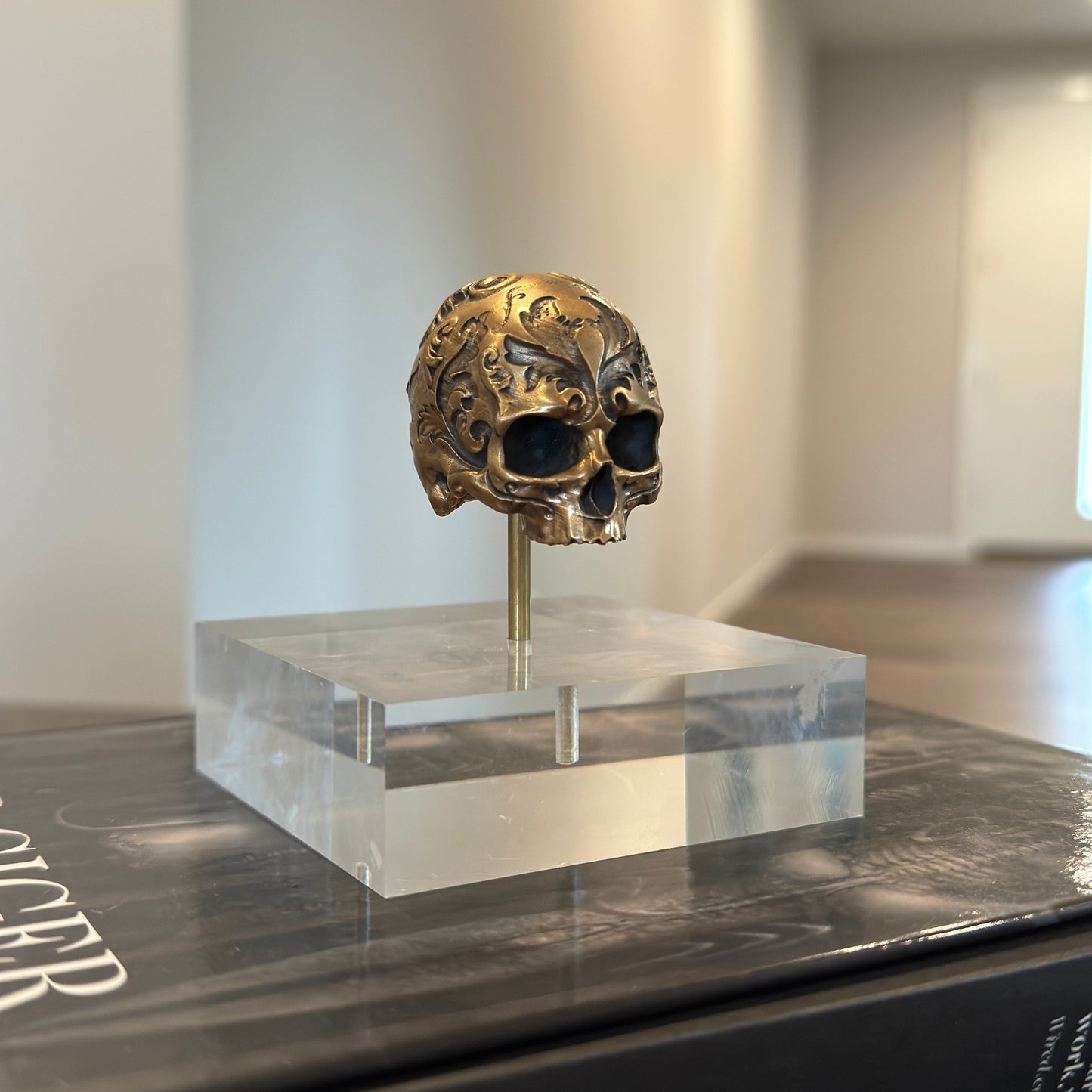 Brass Baroque Skull Sculpture Small