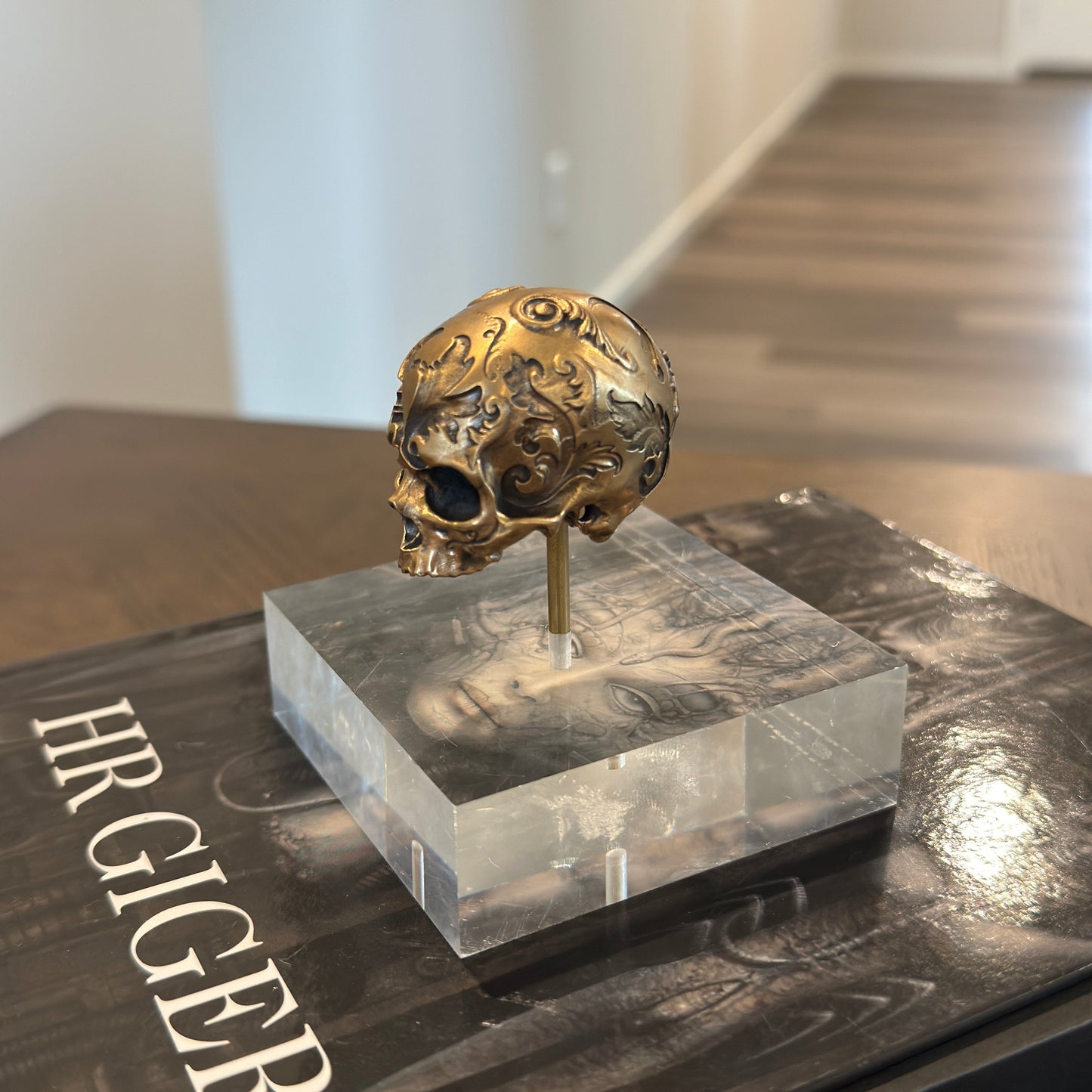 Brass Baroque Skull Sculpture Small