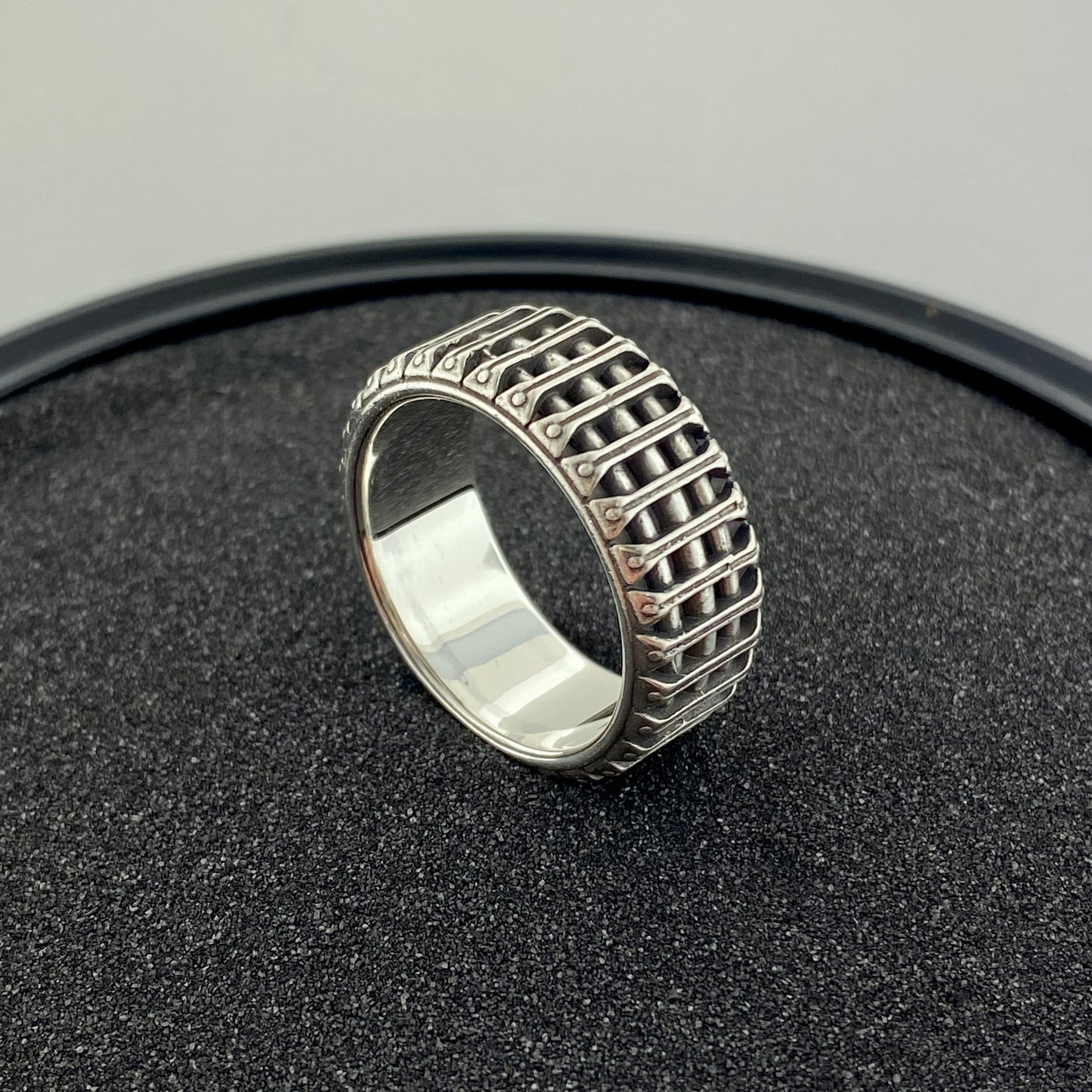 Bracketed Band Sterling Silver