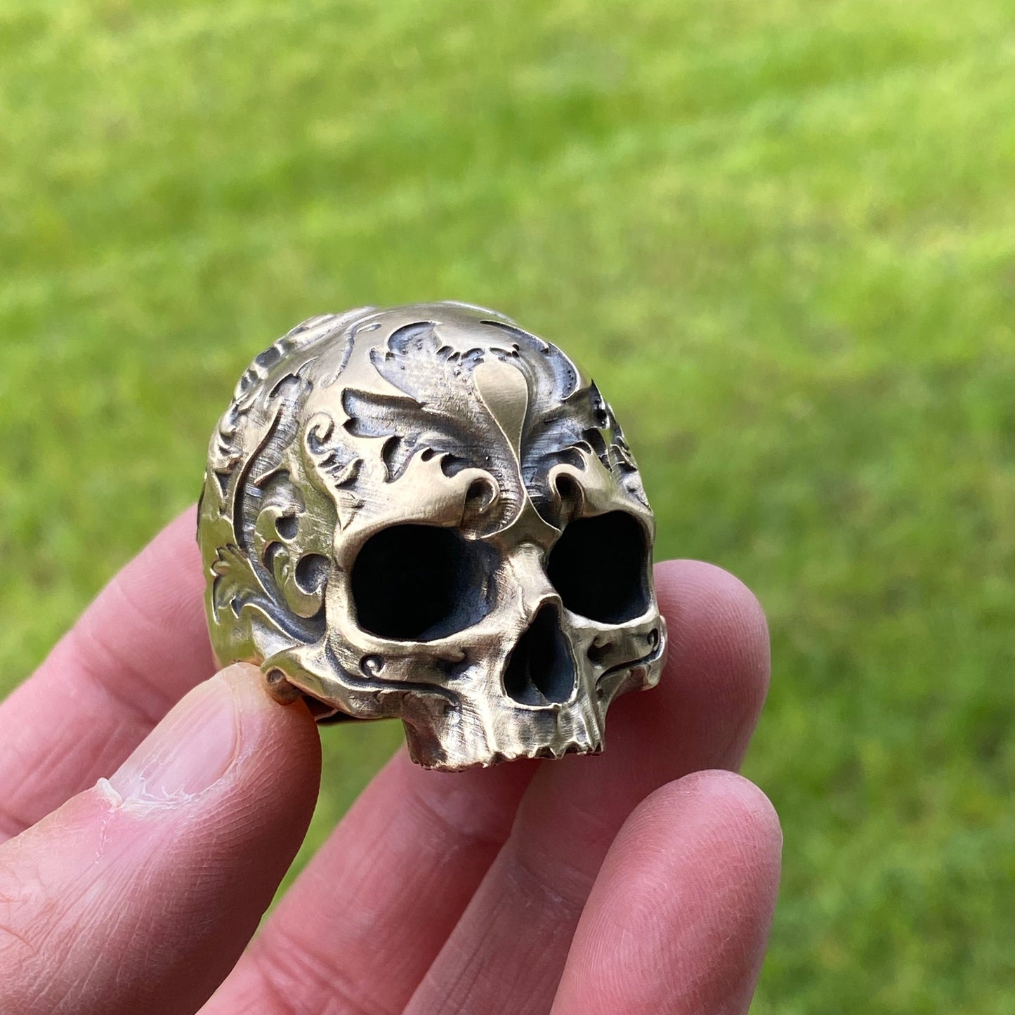 Brass Baroque Skull Sculpture Small