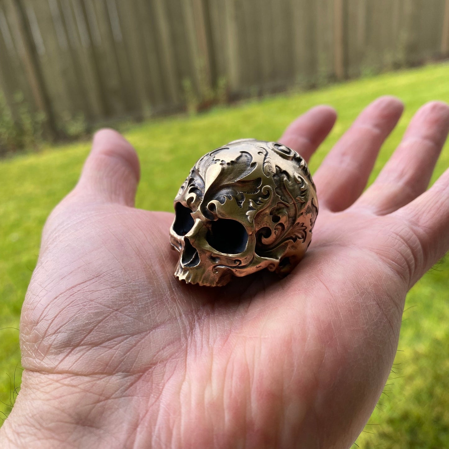 Brass Baroque Skull Sculpture Small