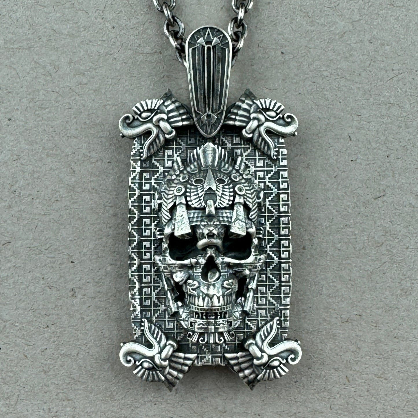 MesoSkull Tag Pendant Sterling Silver