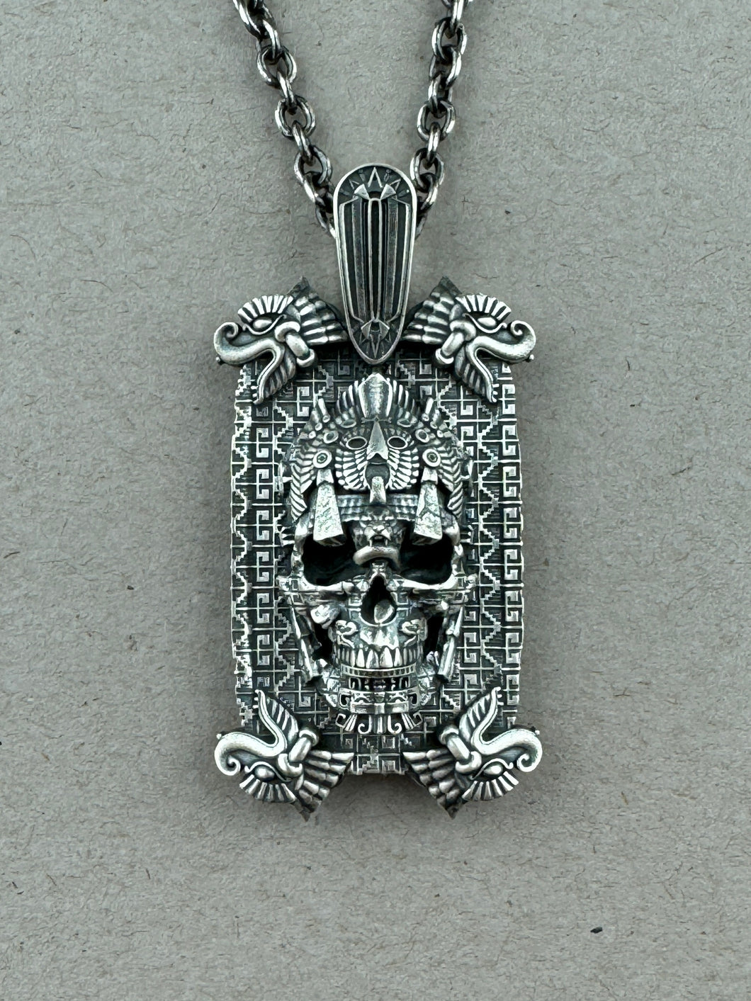 MesoSkull Tag Pendant Sterling Silver