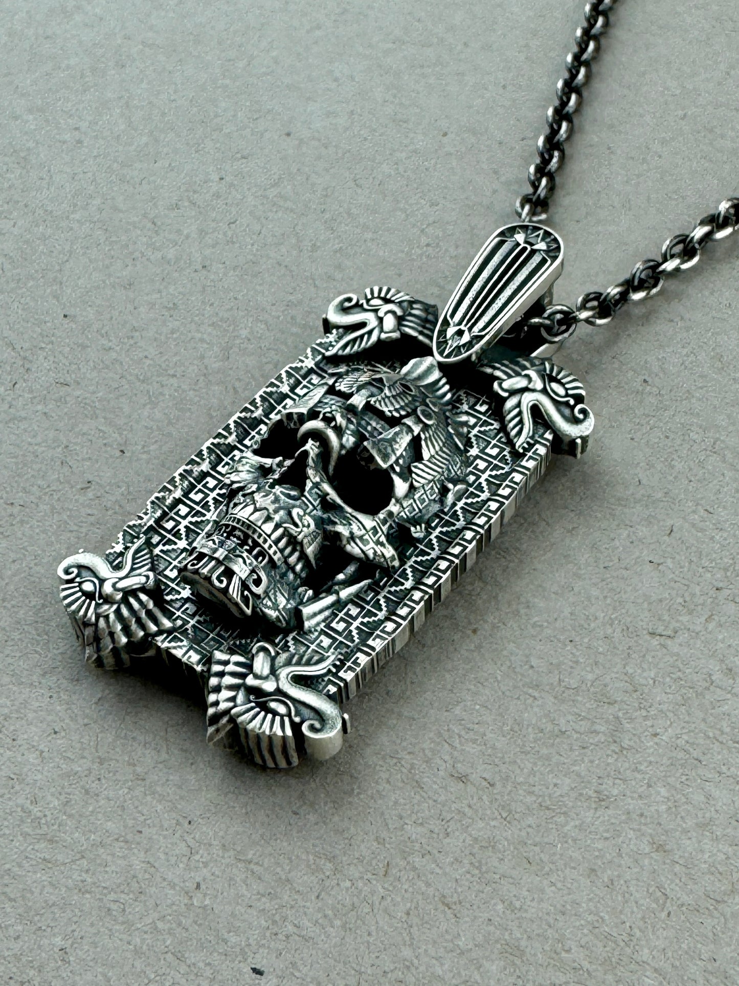 MesoSkull Tag Pendant Sterling Silver