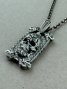 MesoSkull Tag Pendant Sterling Silver