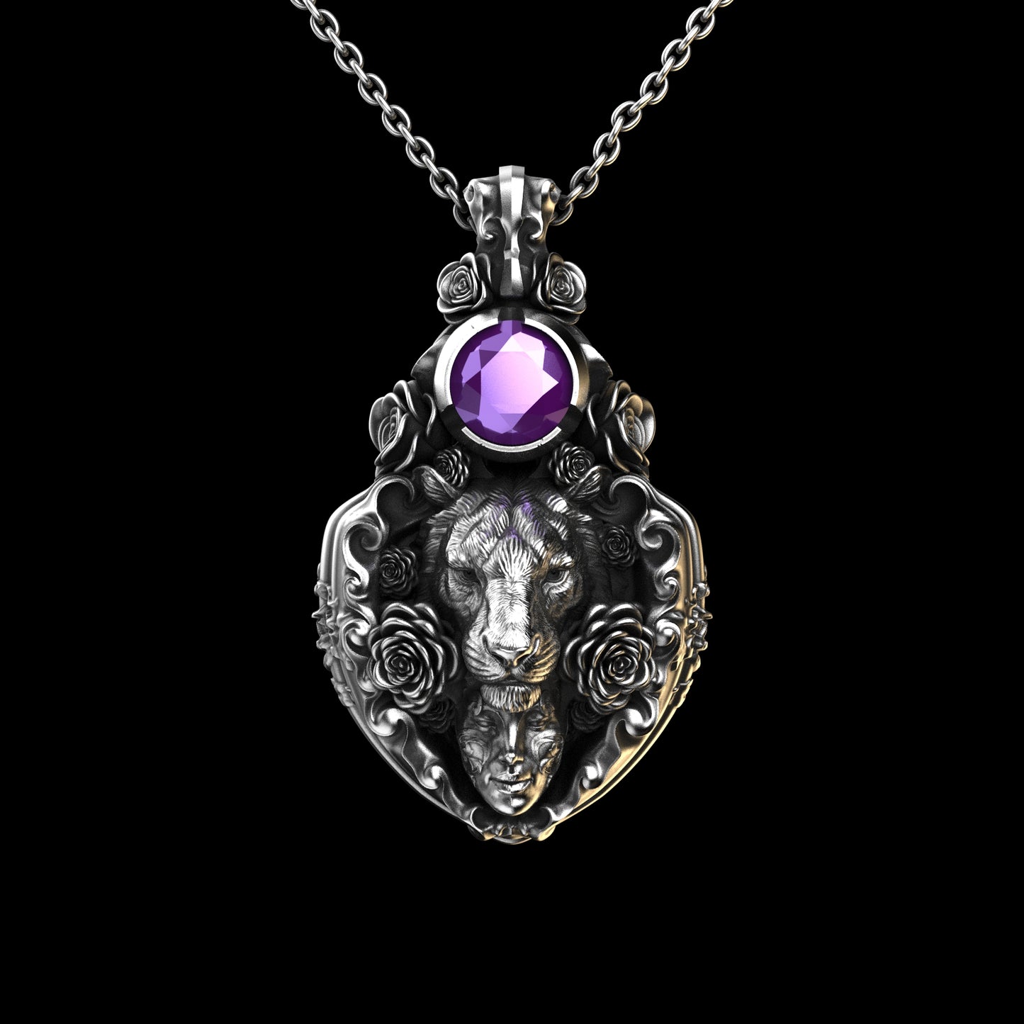 Floral Tigress Gemstone Pedant