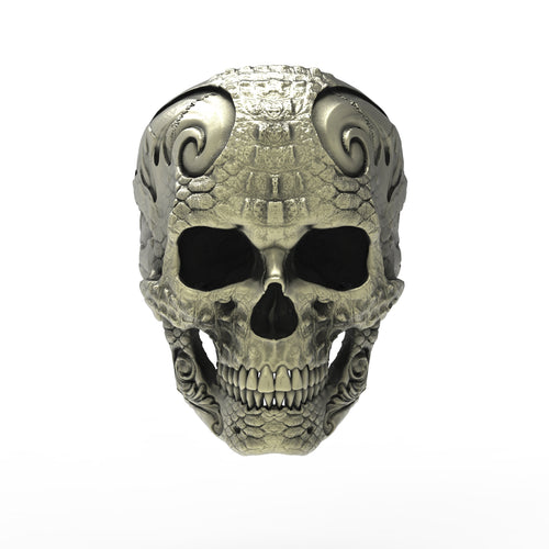 Brass Croc Skin Skull Ring