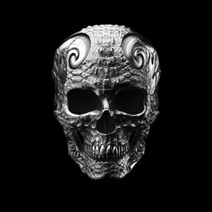 Croc Skin Skull Ring Sterling Silver