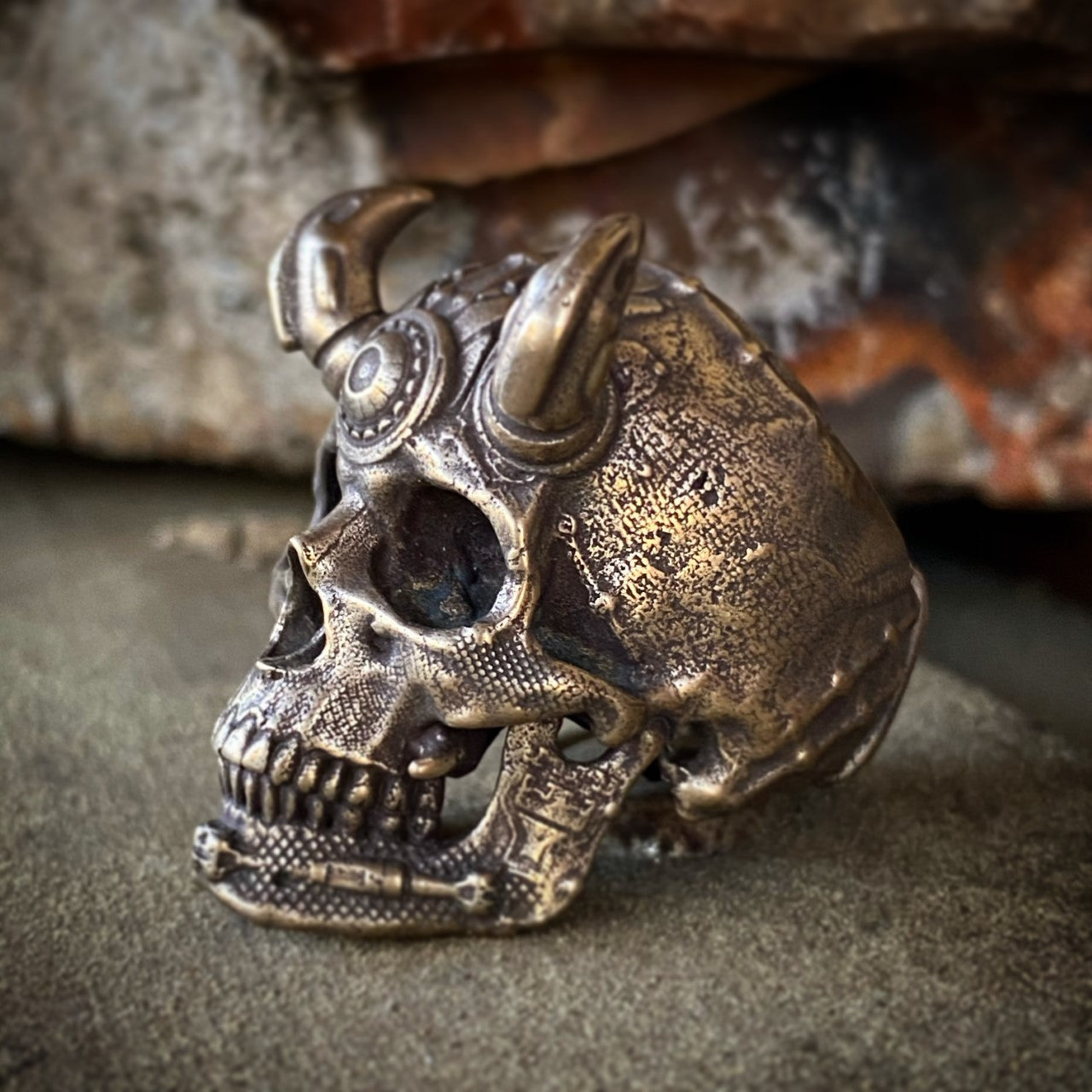 Brass Techskull.3 Ring