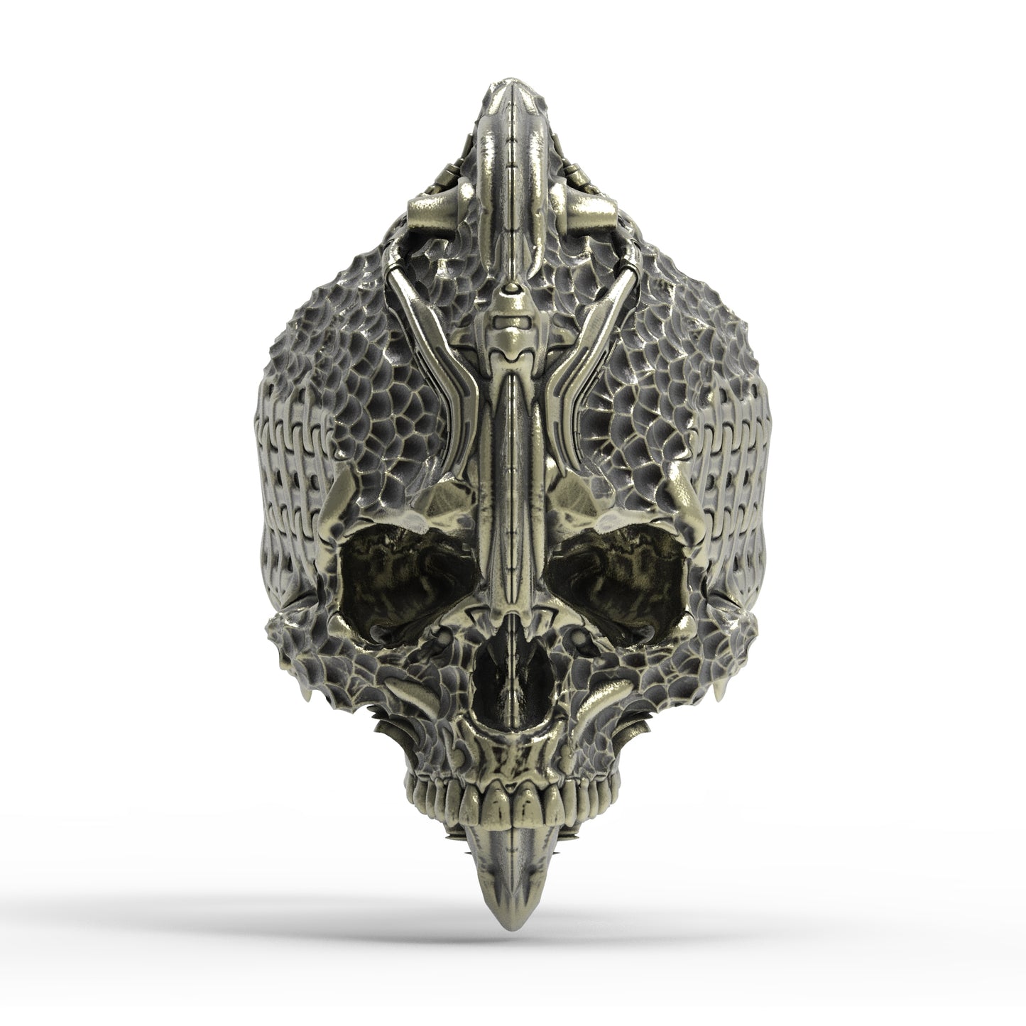 Brass Chisel Skull Ring