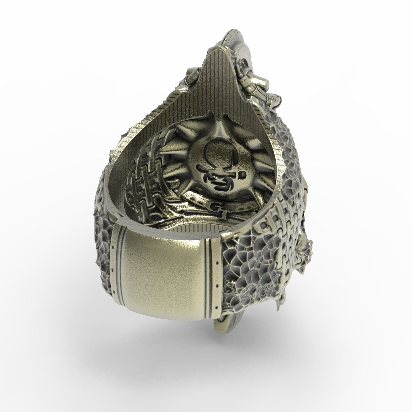 Anillo de calavera con cincel de bronce