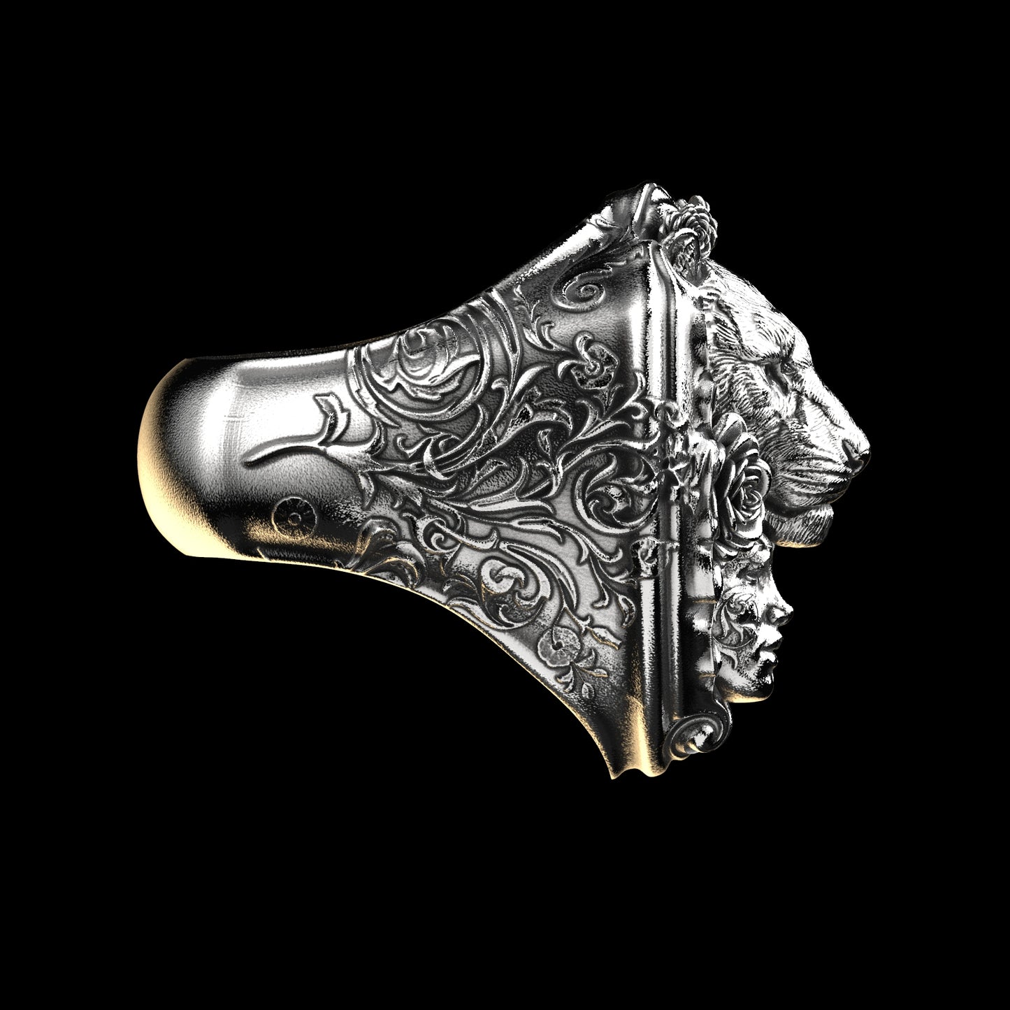 Floral Tigress Ring Sterling Silver