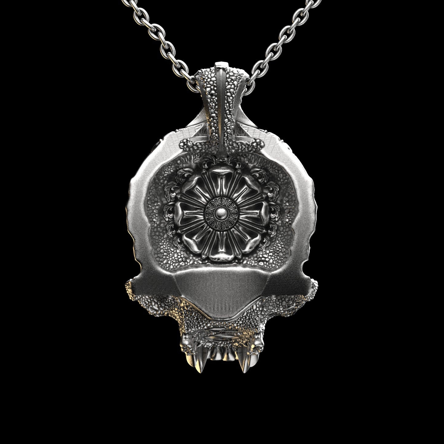 Colgante de calavera ornamental en plata de ley