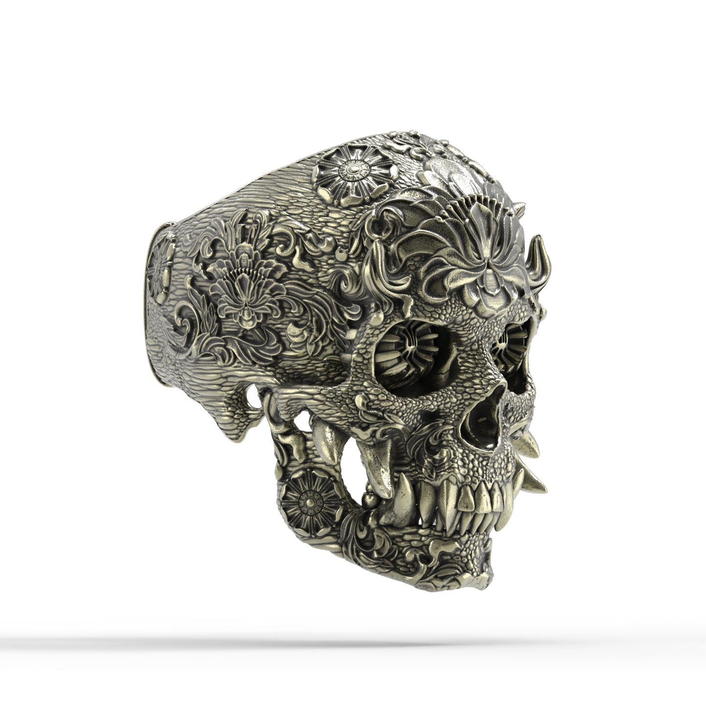 Brass Oni Skull Ring