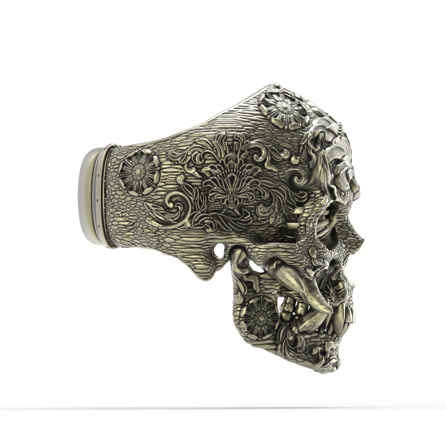 Brass Oni Skull Ring