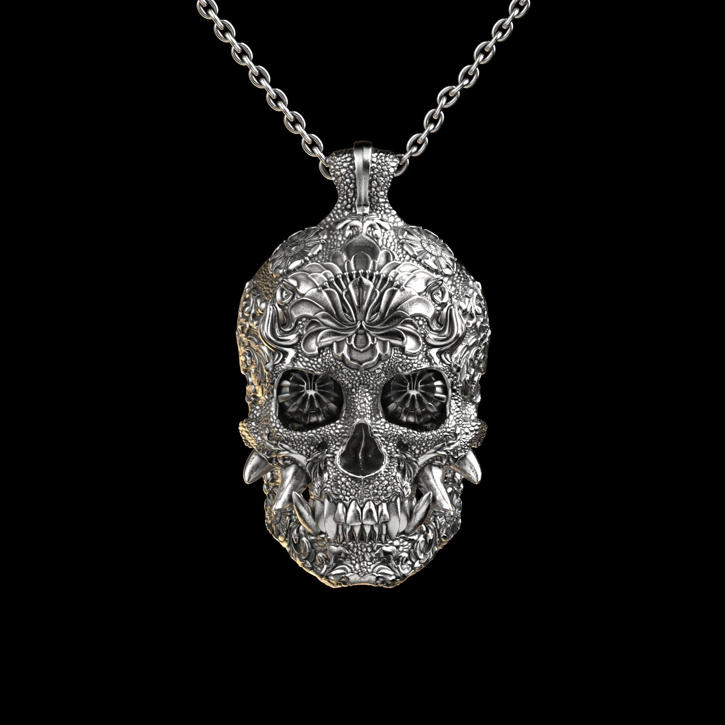 Oni Skull Pendant Sterling