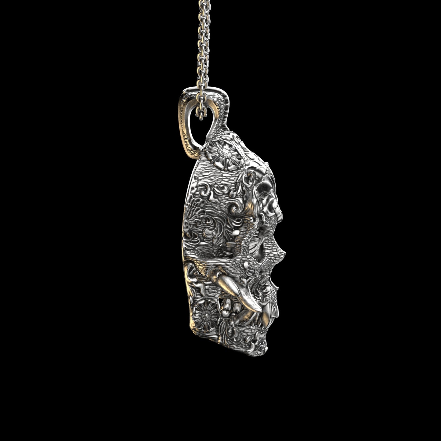 Oni Skull Pendant Sterling