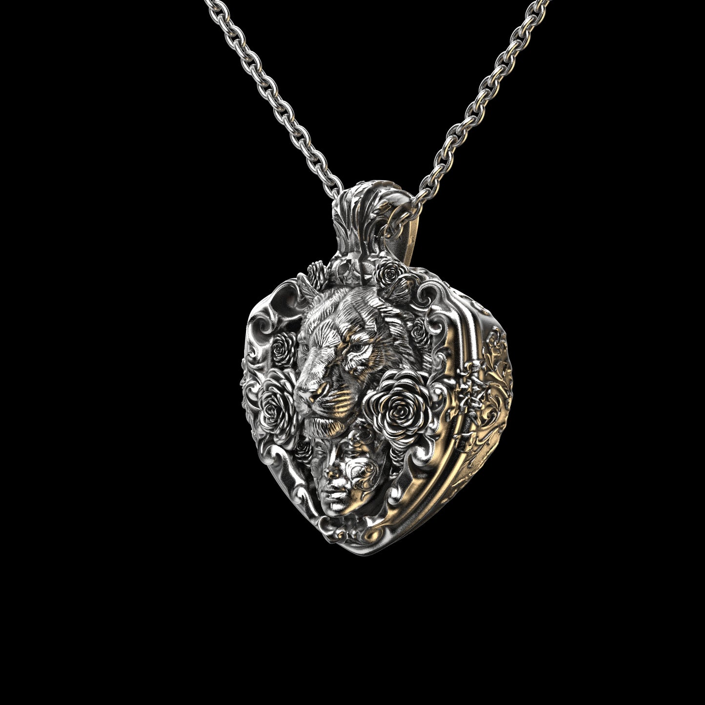 Floral Tigress Pendant Sterling