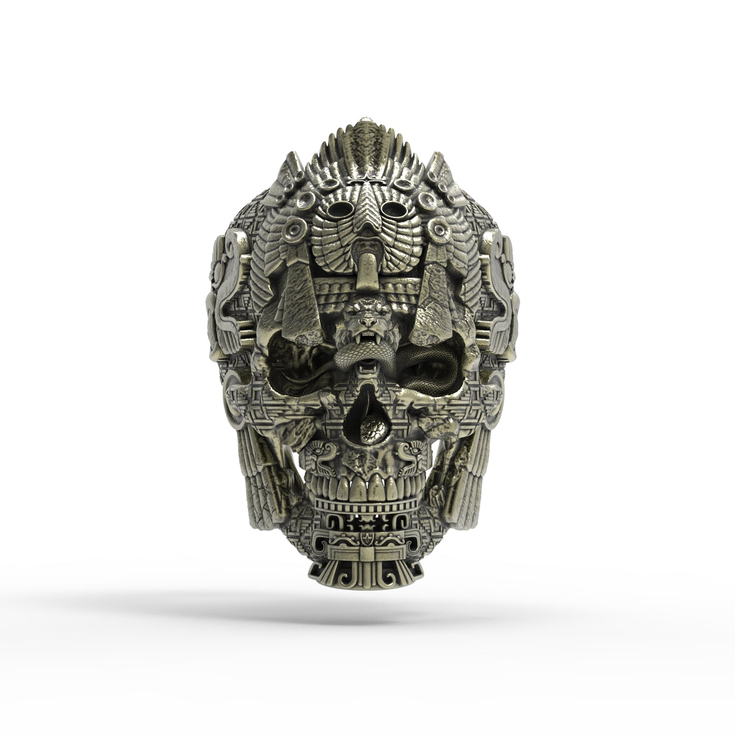 Brass Meso Skull Ring