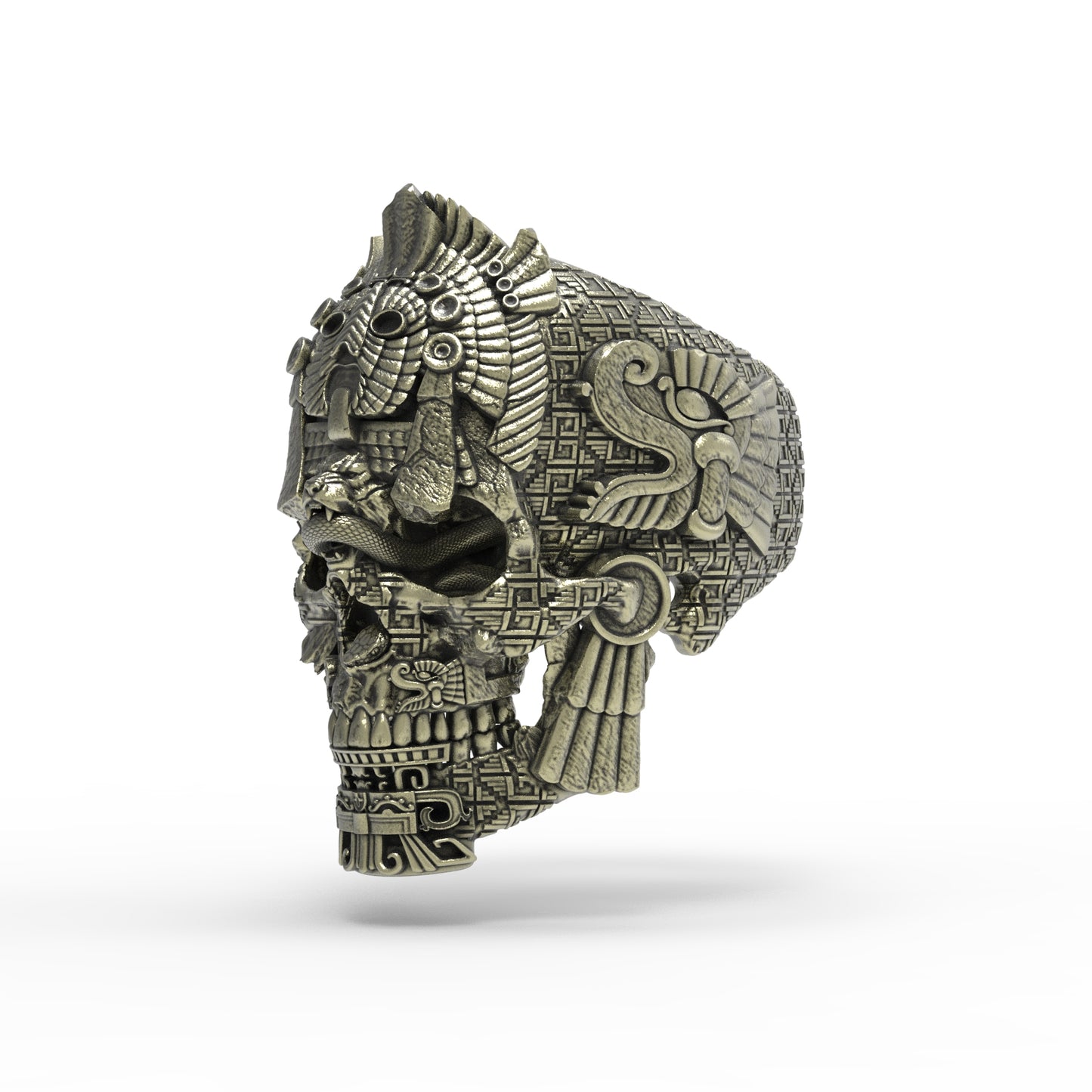 Brass Meso Skull Ring