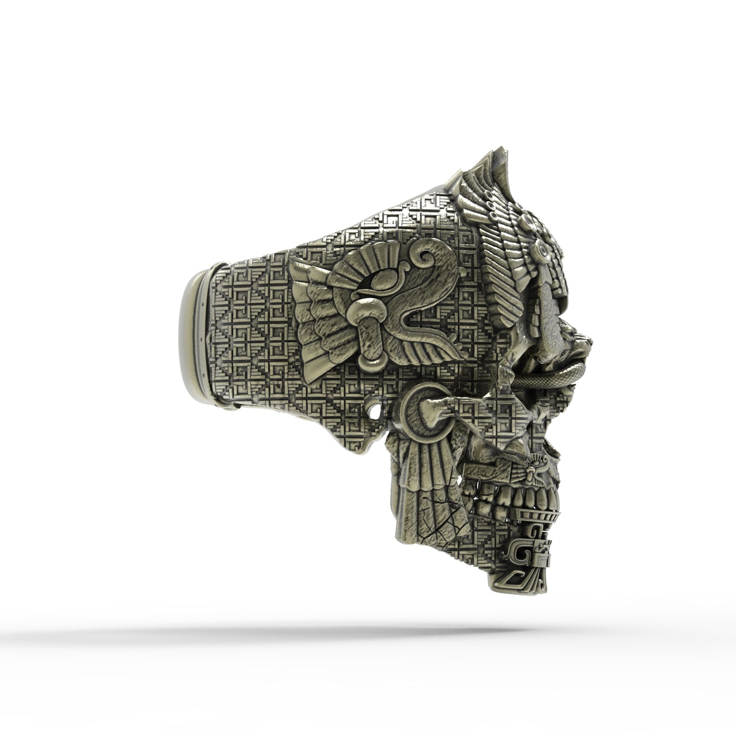 Brass Meso Skull Ring