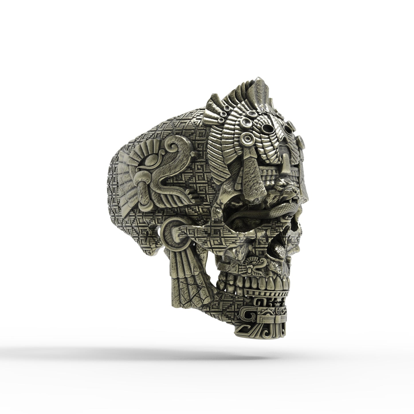 Brass Meso Skull Ring