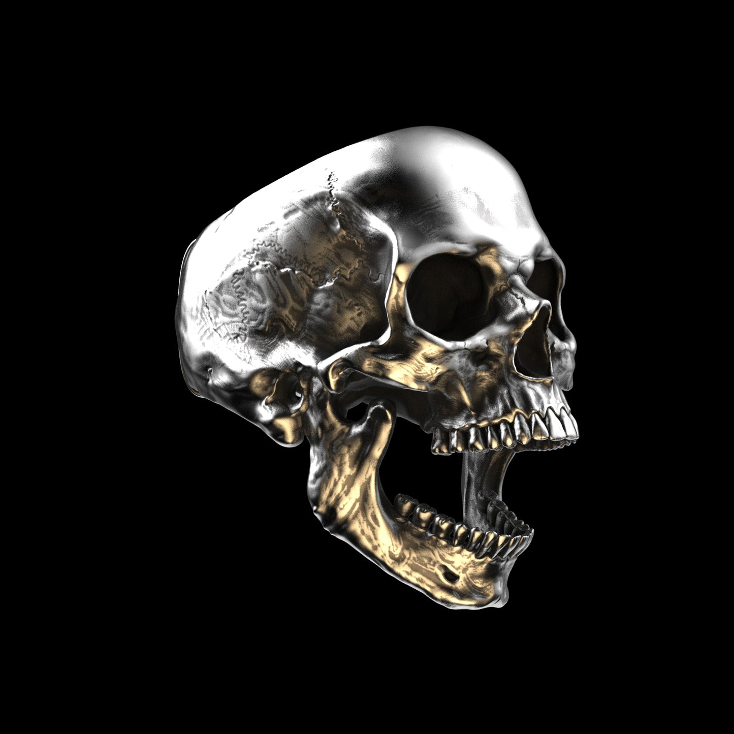 Anatomical Skull Ring Open Jaw (SIA) Sterling