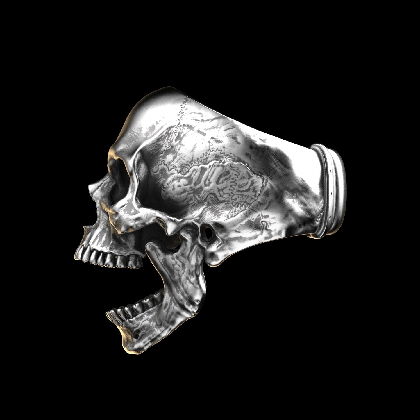 Anatomical Skull Ring Open Jaw (SIA) Sterling