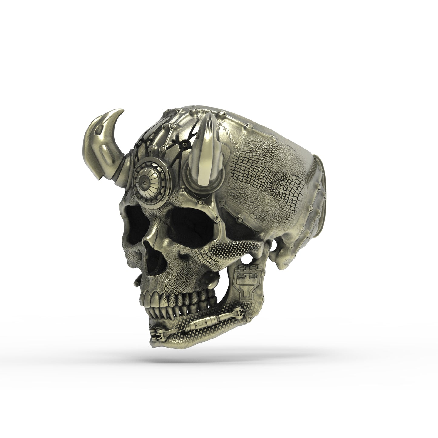 Brass Techskull.3 Ring