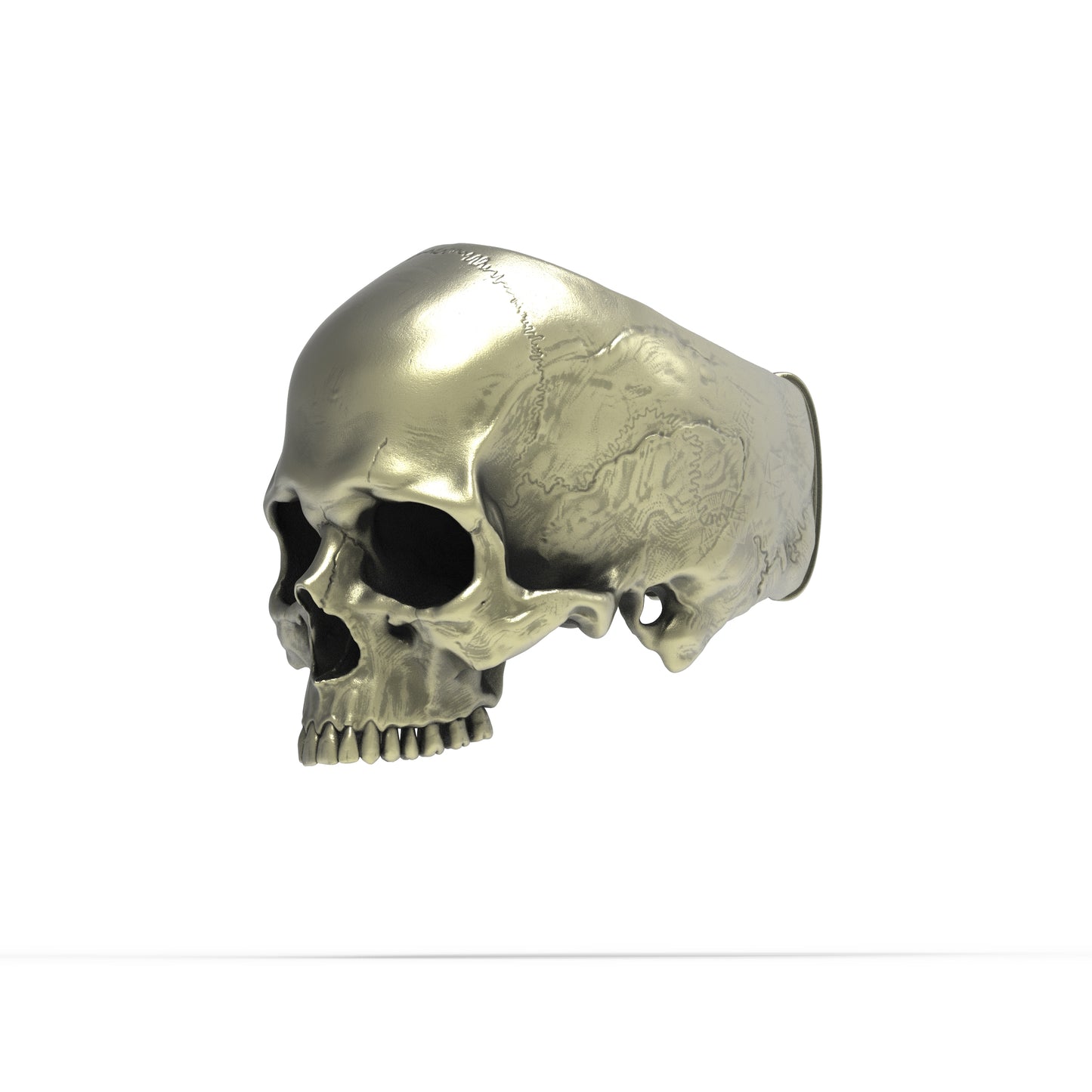 Brass Anatomical Half Jaw Skull Ring