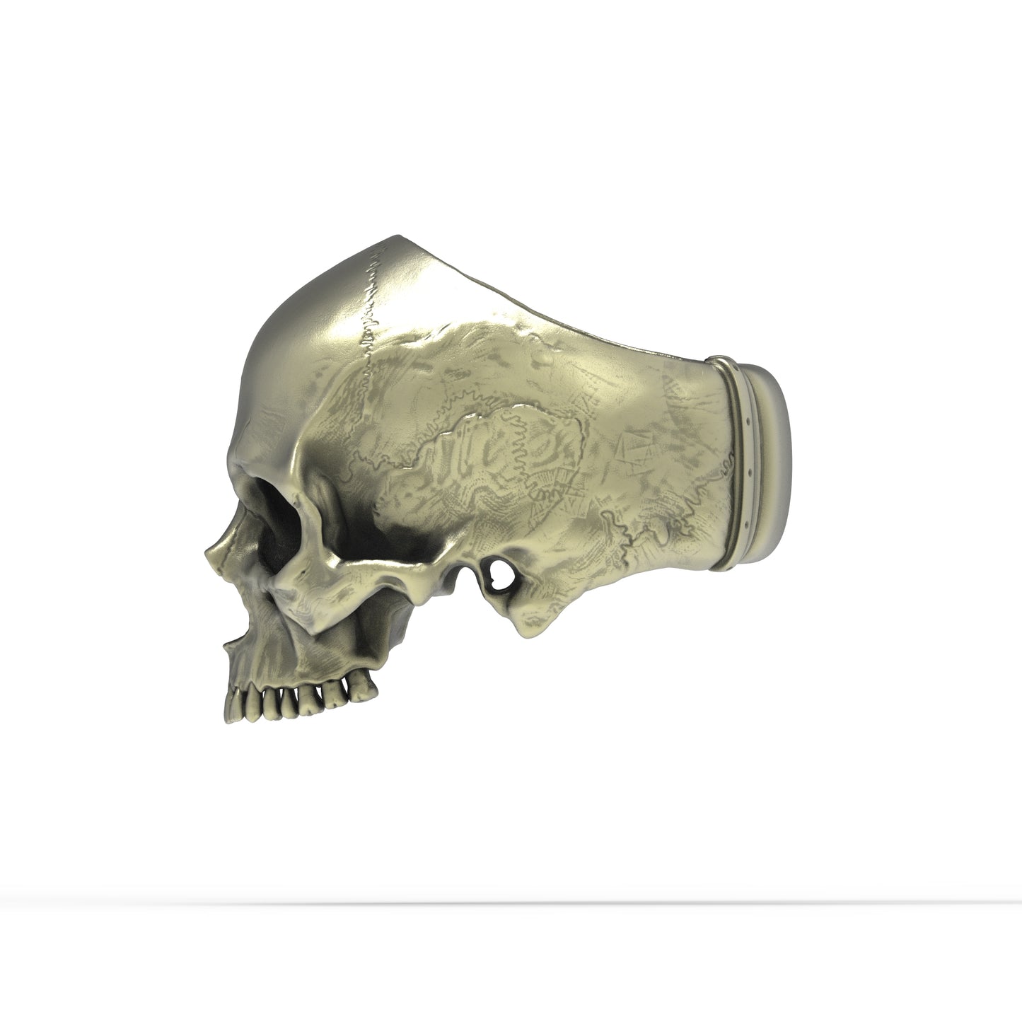 Brass Anatomical Half Jaw Skull Ring