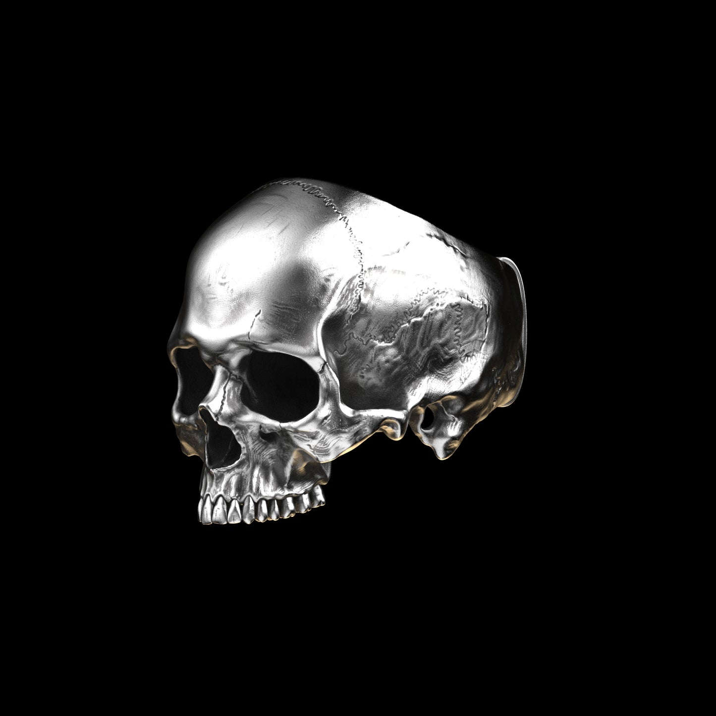 Anatomical Skull Ring Half Jaw (SIA) Sterling Silver